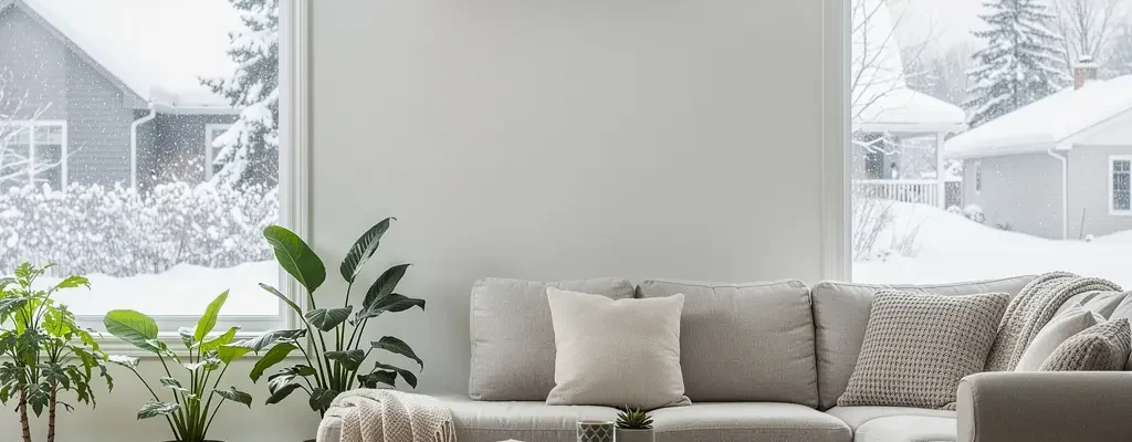 Unité murale de thermopompe installée dans un salon québécois lumineux